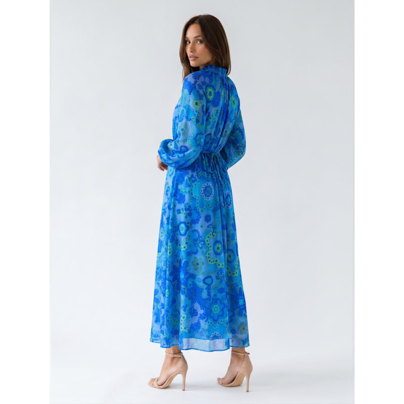 Thumbnail of Alegria Silk Cotton Kaftan Dress - Bloom Azure image