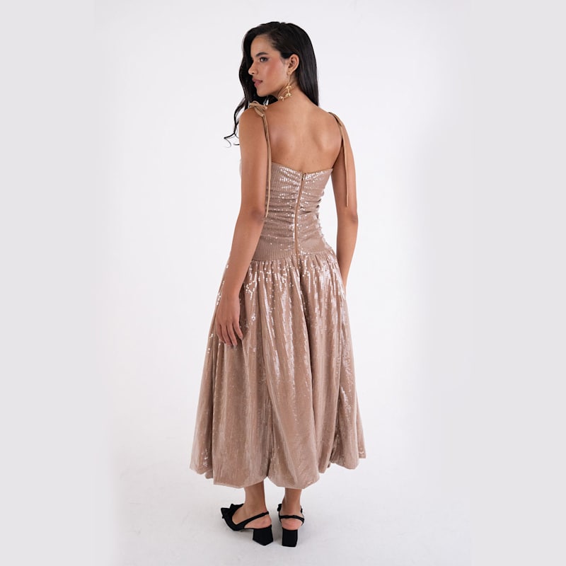 Thumbnail of Alexa Champagne Sequin Puffball Dress image