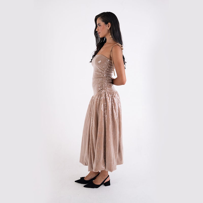 Thumbnail of Alexa Champagne Sequin Puffball Dress image