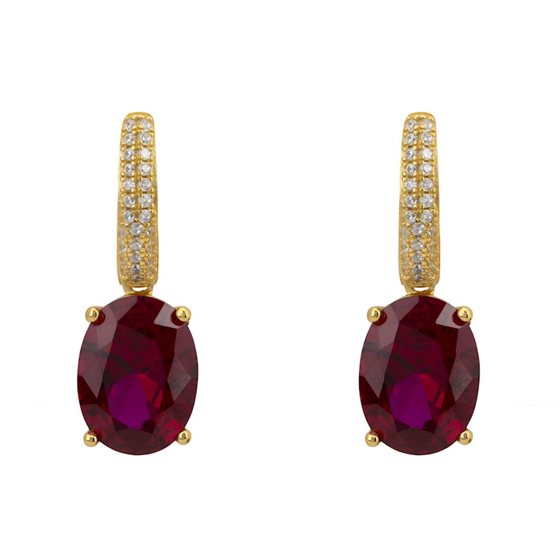 Thumbnail of Alexandra Oval Drop Earrings Gold Ruby image