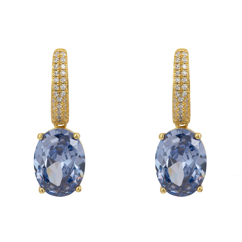Thumbnail of Alexandra Oval Drop Earrings Gold Tanzanite image