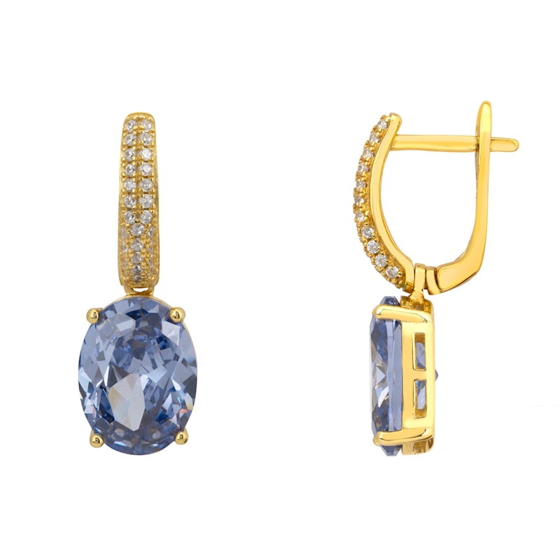 Thumbnail of Alexandra Oval Drop Earrings Gold Tanzanite image