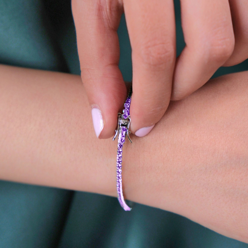 Thumbnail of Alexandrite Gemstone Sterling Silver Tennis Bracelet image
