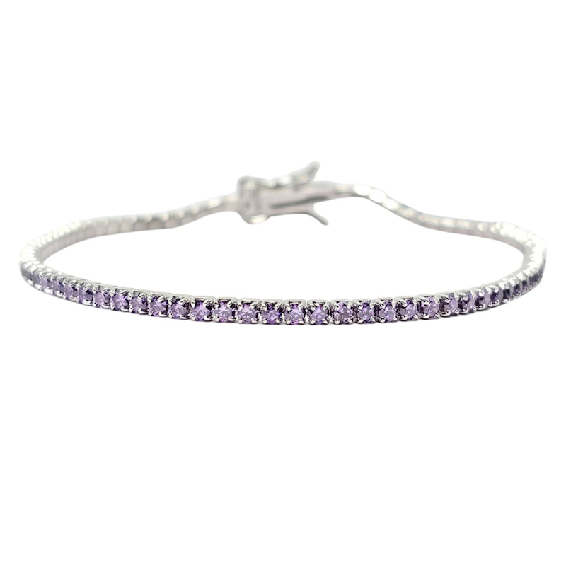 Thumbnail of Alexandrite Gemstone Sterling Silver Tennis Bracelet image