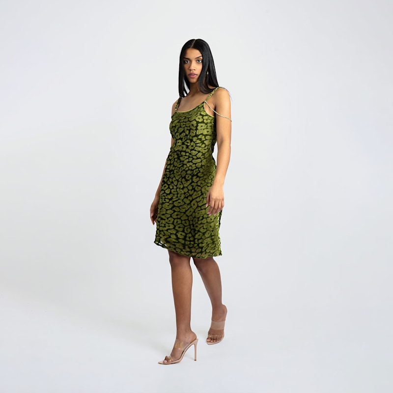 Thumbnail of Aliana Silk Leopard Imprint Slip Dress image