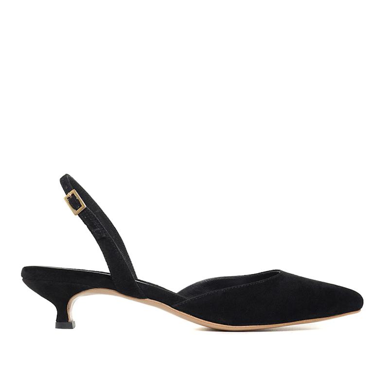 Thumbnail of Alice Black Slingbacks - Kitten Heels image