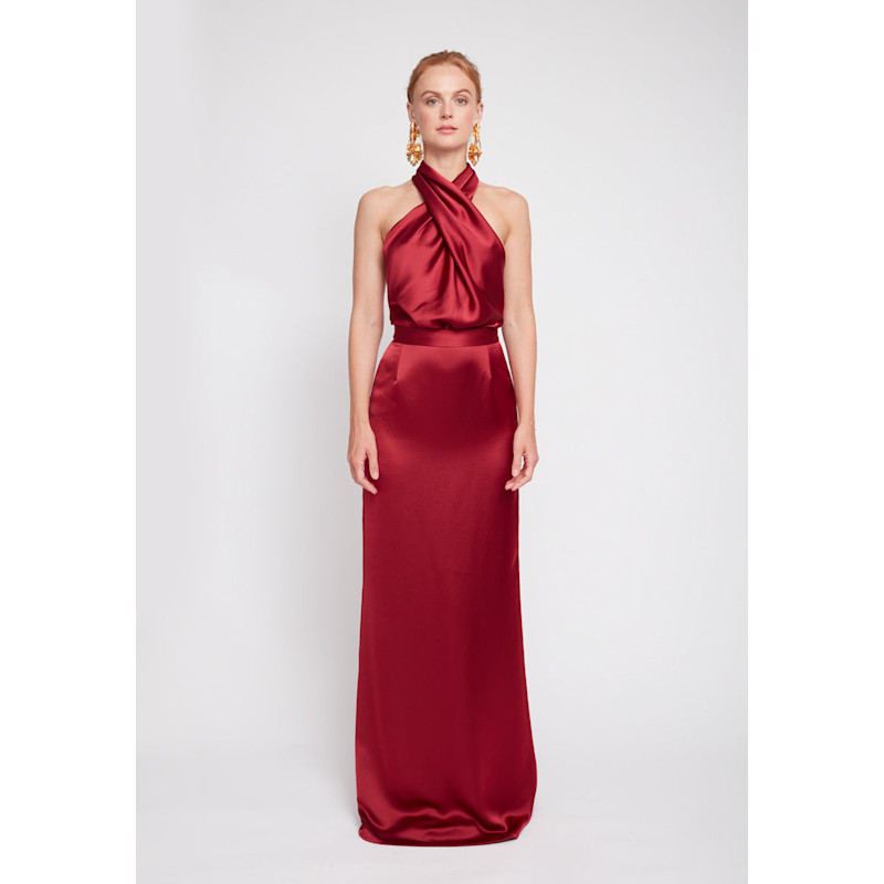 Thumbnail of Aliur Red Long Open Back Evening Gown image