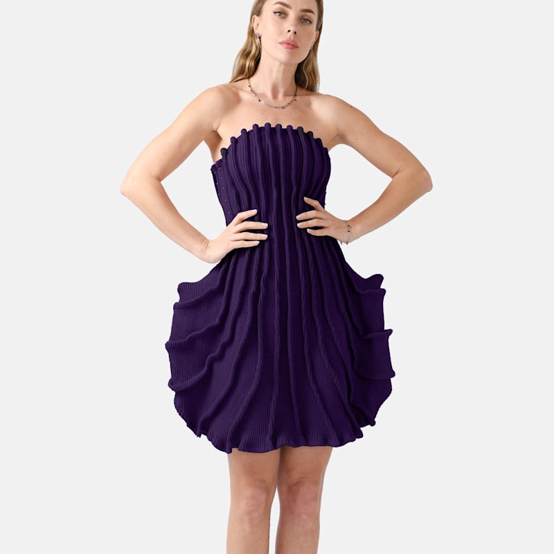 Allure  Purple Rib Knit Mini Dress | Kargede | Wolf & Badger