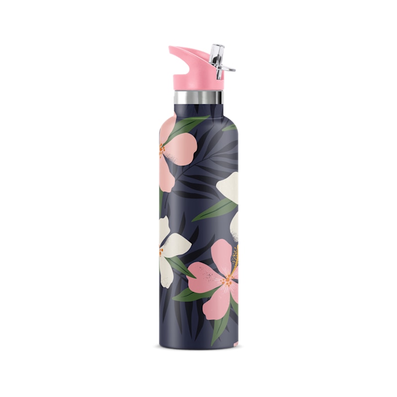 Aloalo | Pink Tropical Floral Insulated Water Bottle | My Bougie Bottle |  Wolf & Badger