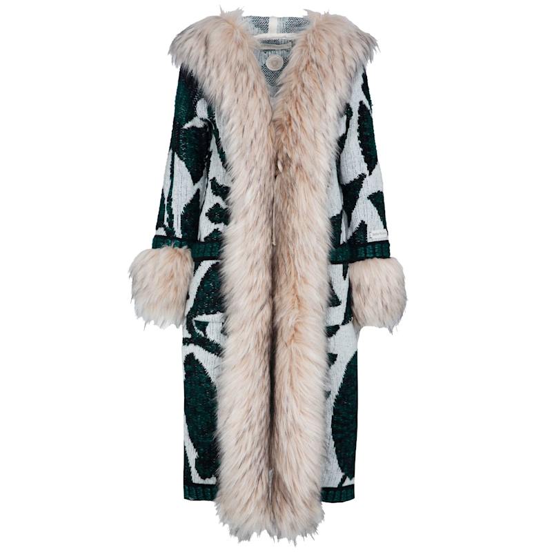 Alpaca Merino Wool Longline Coat With Vegan Fur Details Joanne