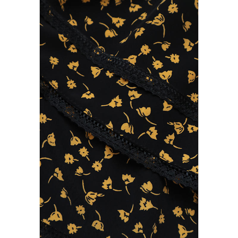 Alta Lace-Trimmed Floral Print Mini Dress - Black & Yellow | 2KStyle | Wolf  & Badger