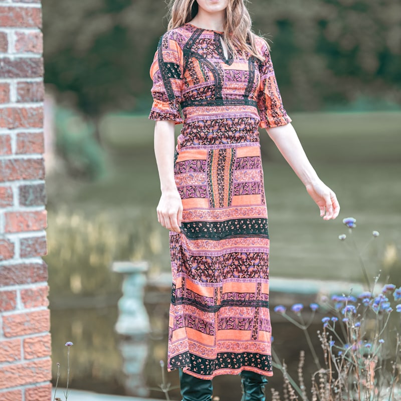Thumbnail of Alyssa Floral Print Mix Midi Dress image