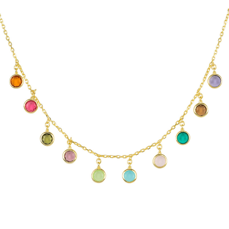 Thumbnail of Florence Multi Coloured Gemstone Necklace Gold image
