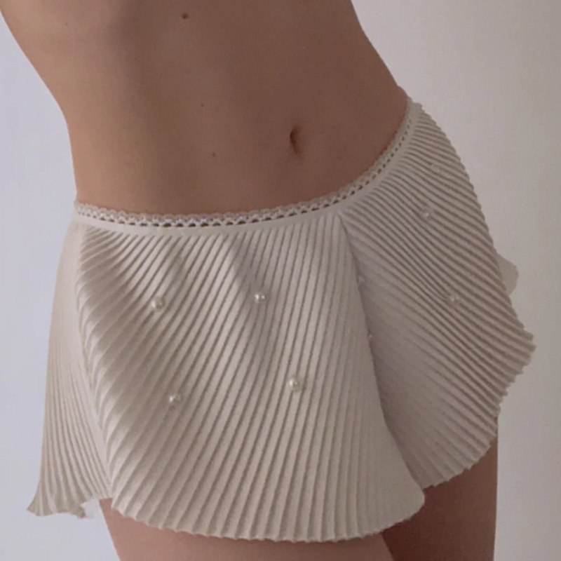 Thumbnail of Ama White Shorts With Pearl Details image