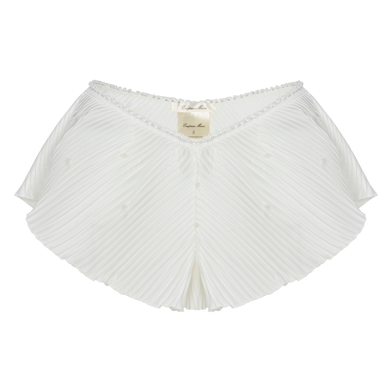 Thumbnail of Ama White Shorts With Pearl Details image