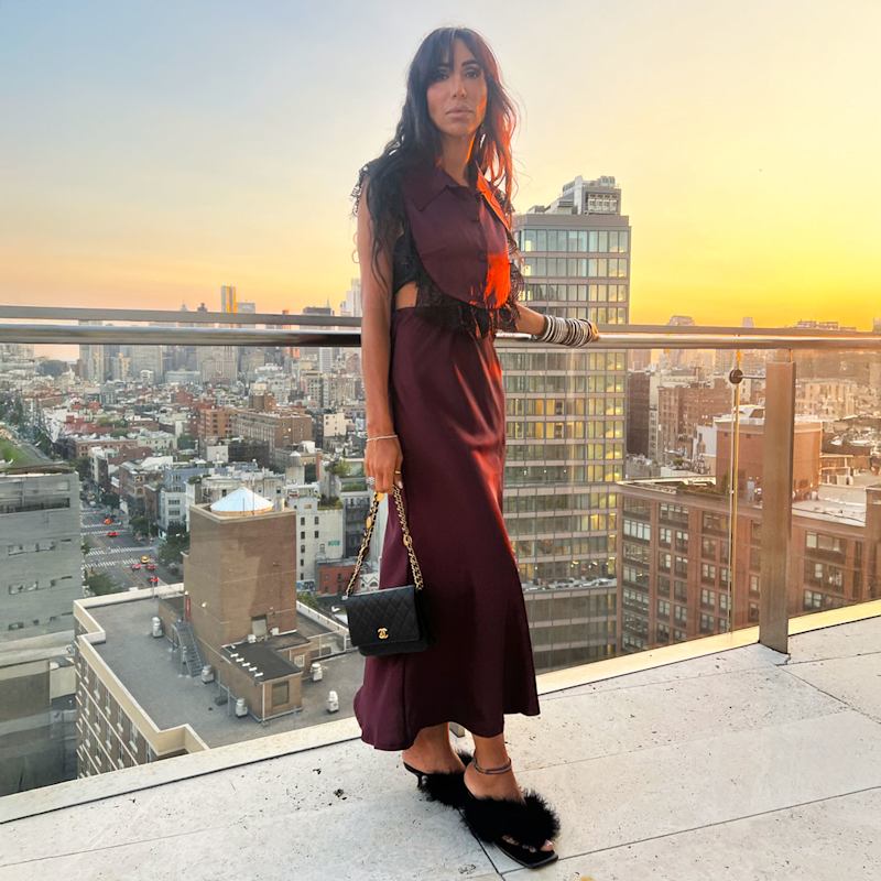 Thumbnail of Burgundy Satin Amal Slip Skirt image