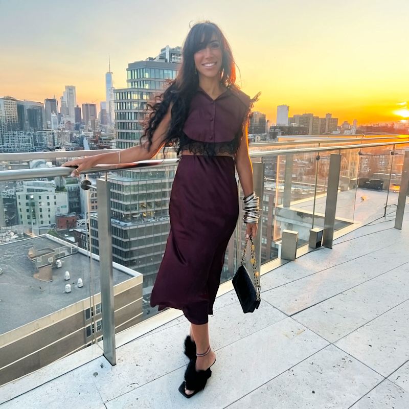 Thumbnail of Burgundy Satin Amal Slip Skirt image