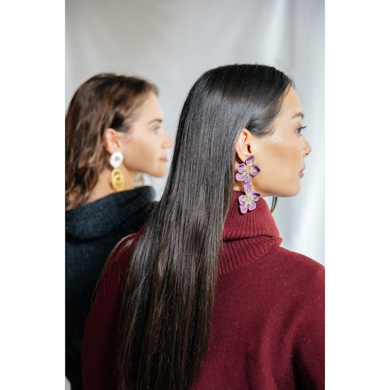 Thumbnail of Amarina - Gold Detailed Floral Earrings image