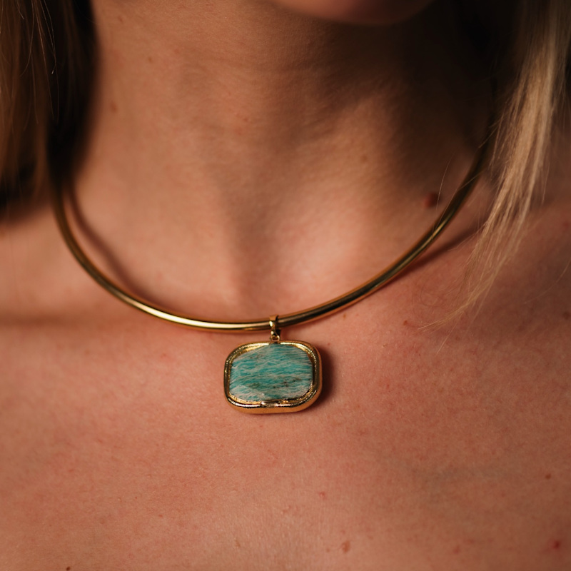 Thumbnail of Amazonite Gold Choker Necklace image