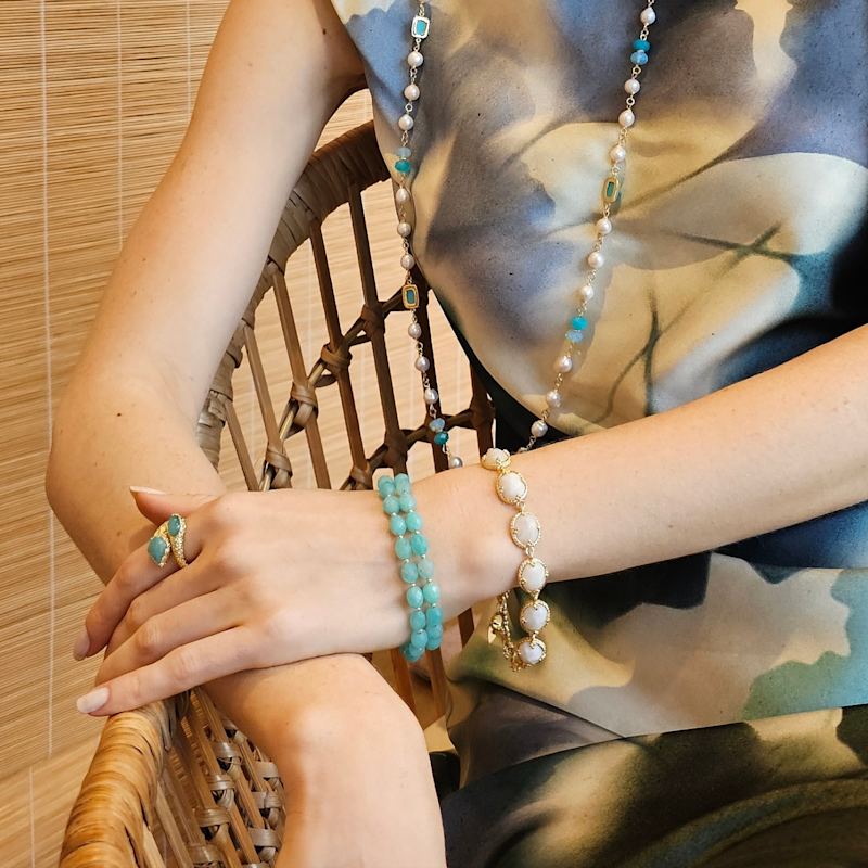 Thumbnail of Amazonite With White Moonstone Versatile Necklace image