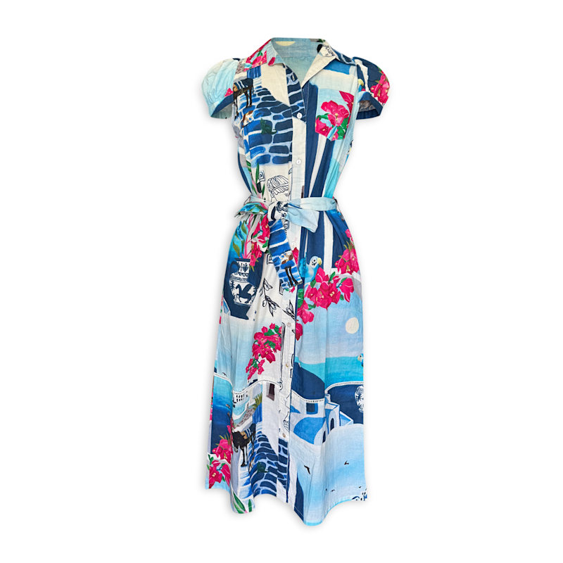 Thumbnail of Amelia Puff Sleeve Shirt Dress Santorini Limited Edition image