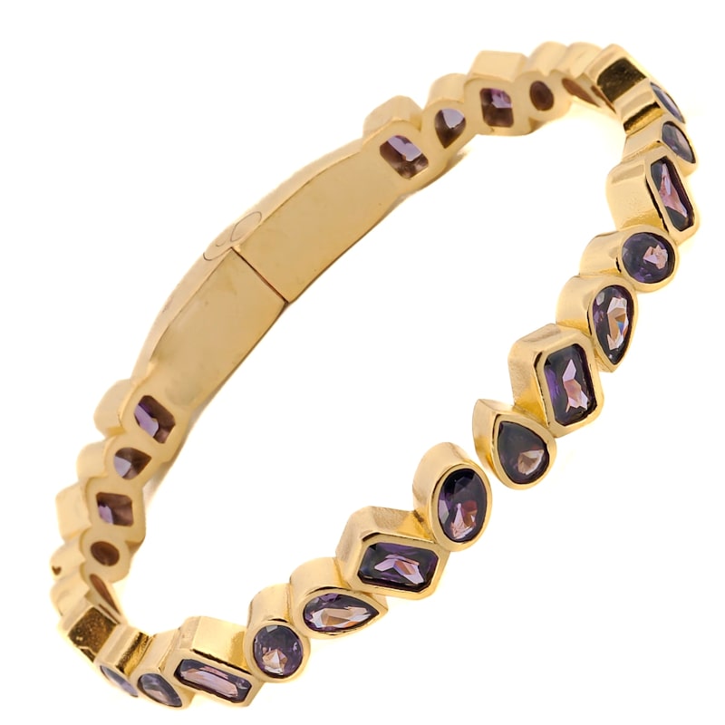 Thumbnail of Amethyst & Gold Majestic Bangle Design Bracelet - Purple image