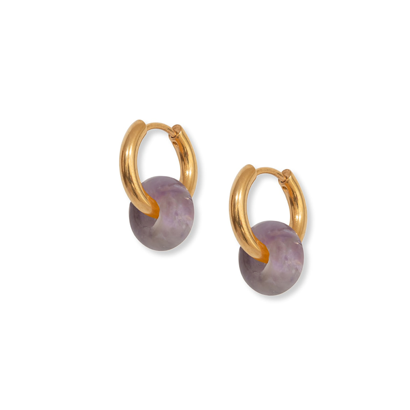 Thumbnail of Amethyst Hoops - Gold image
