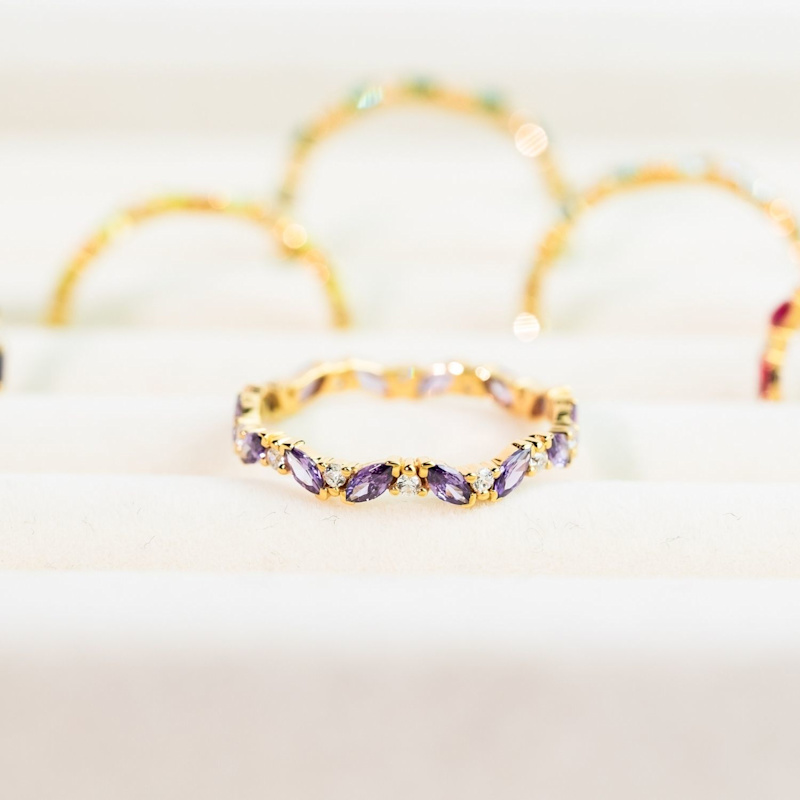 Thumbnail of Amethyst Marquise Birthstone Infinity Ring image