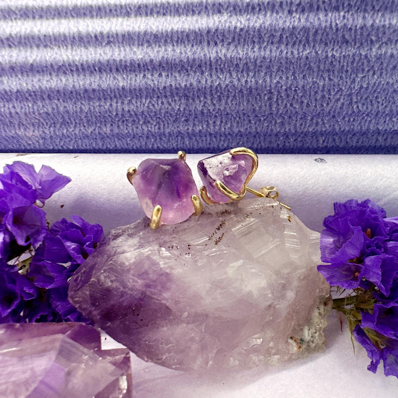 Thumbnail of Amethyst Stone Stud Earrings image