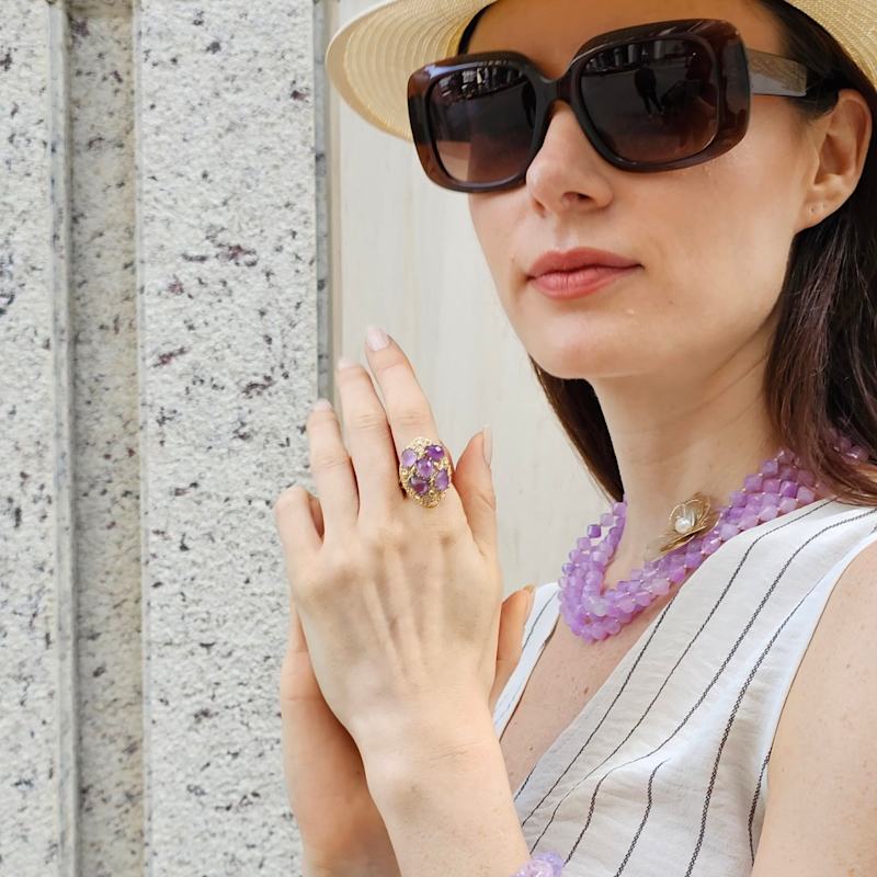 Thumbnail of Amethyst Stones Cocktail Statement Ring image