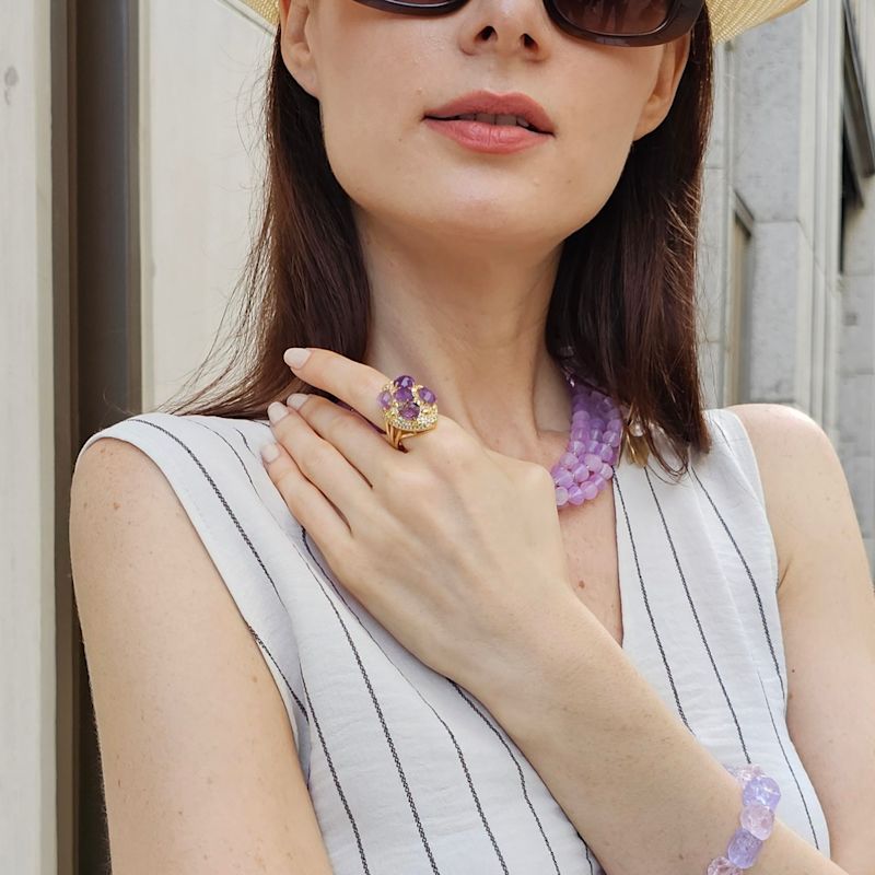 Thumbnail of Amethyst Stones Cocktail Statement Ring image