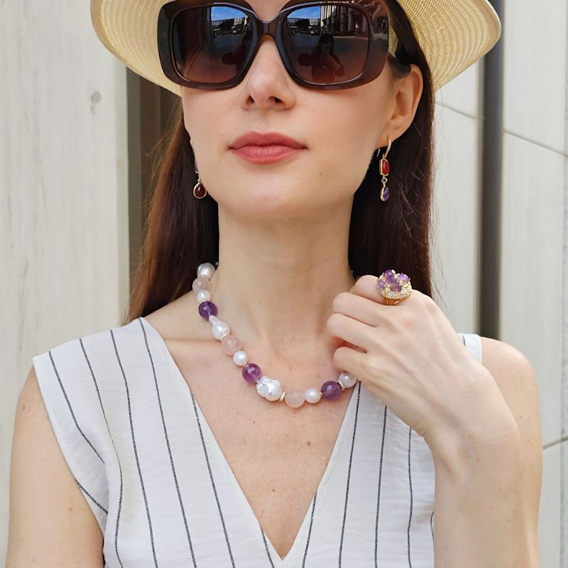 Thumbnail of Amethyst Stones Cocktail Statement Ring image