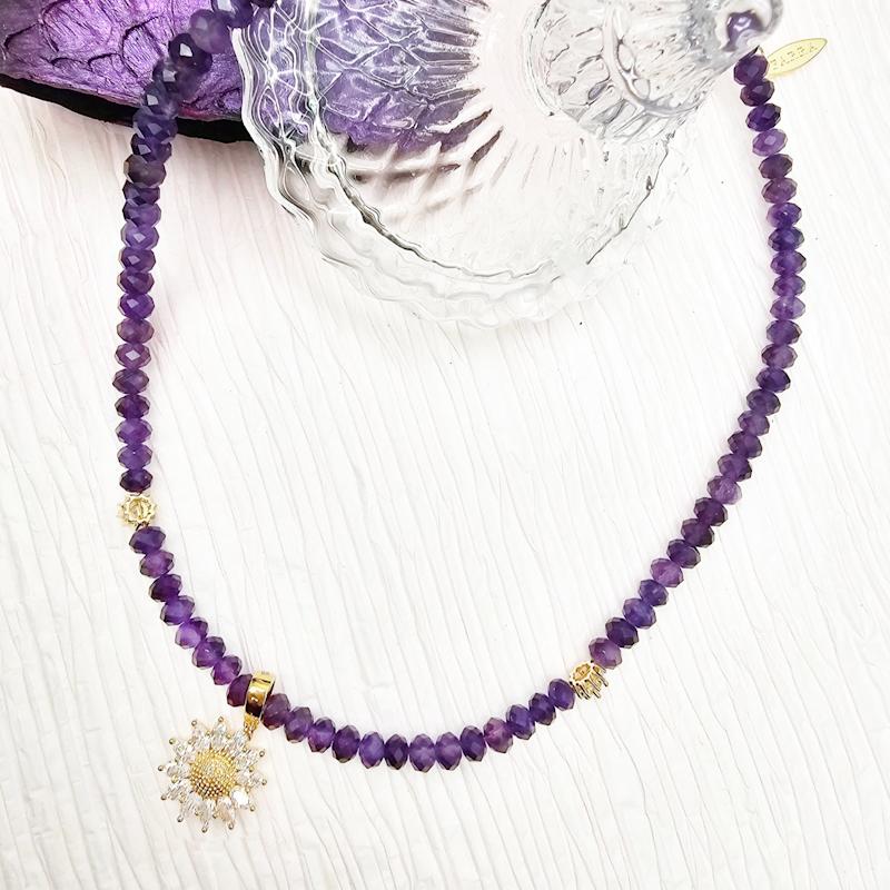 Thumbnail of Amethyst With Daisy Pendant Necklace image