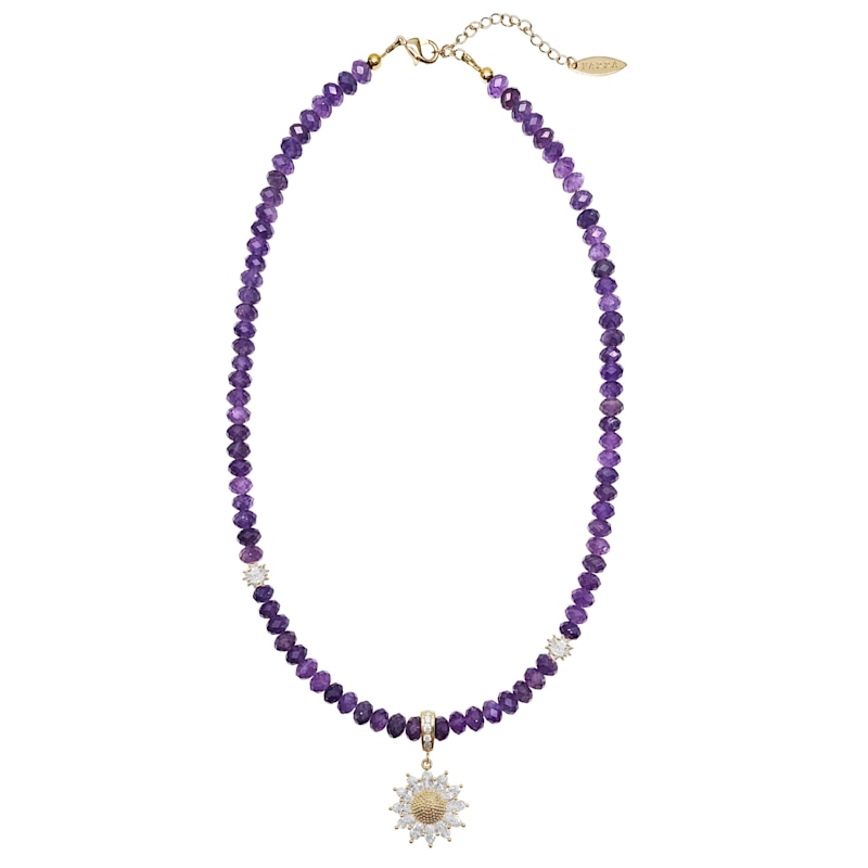 Thumbnail of Amethyst With Daisy Pendant Necklace image