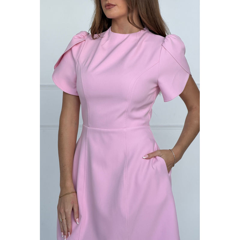 Thumbnail of Ami Tulip Sleeve High Neck Mini Dress Pink image