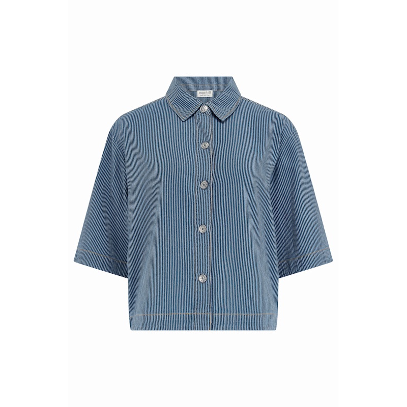 Thumbnail of Amity Jacket Blue Stripe Denim image