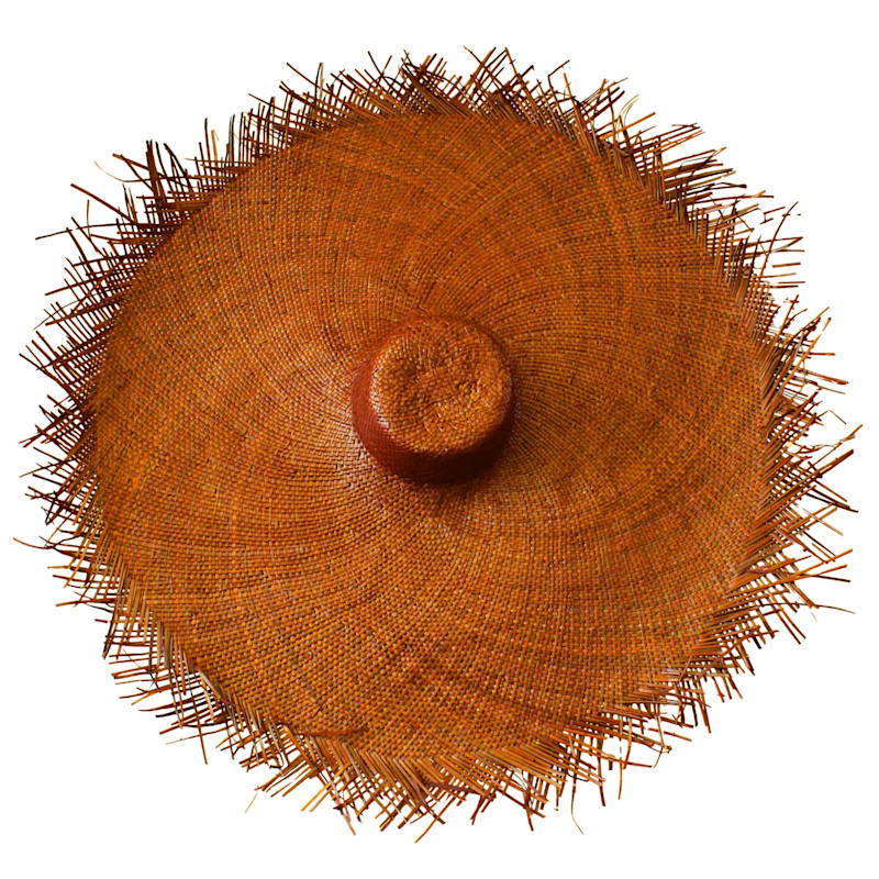 Thumbnail of Amora Oversized Woven Straw Hat In Caramel Brown image