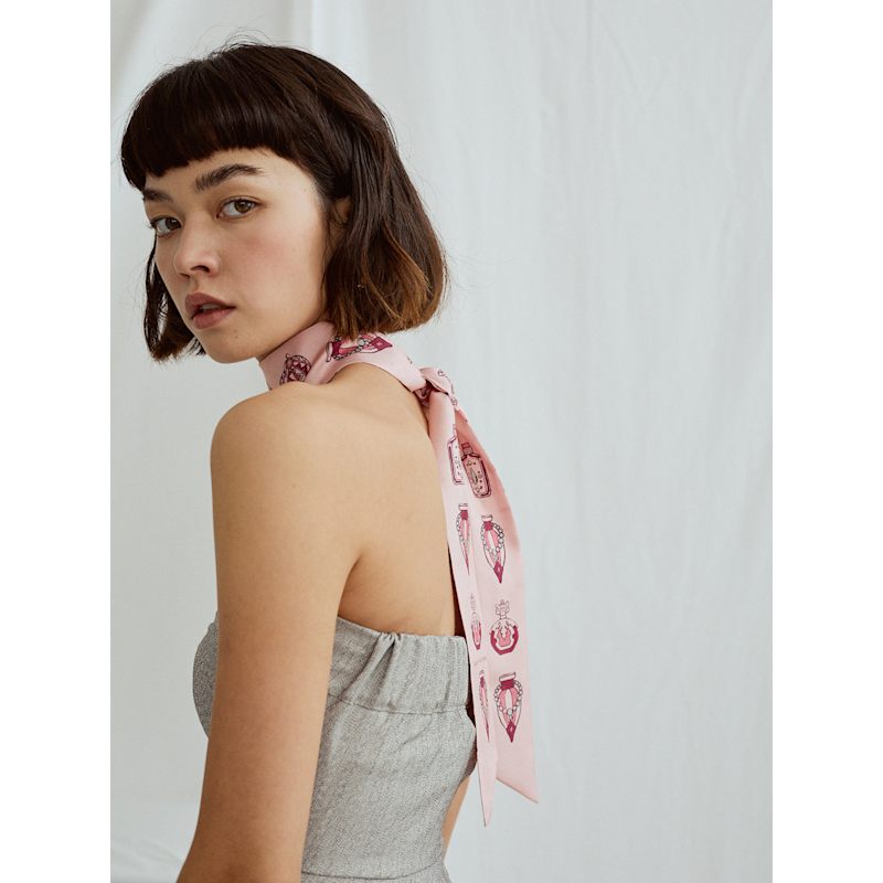 Thumbnail of Amora Silk Skinny Scarf - Pink image