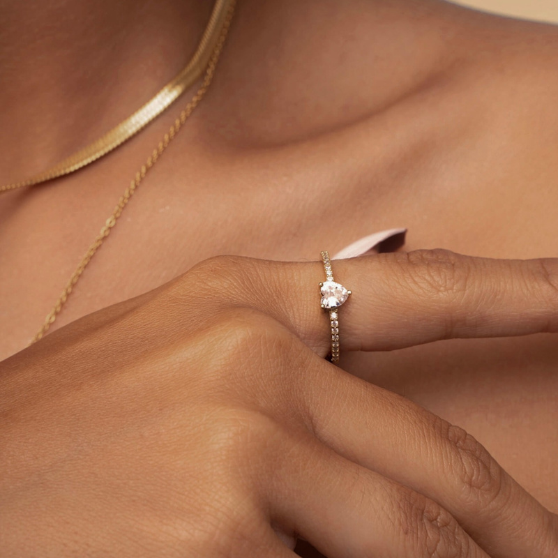 Thumbnail of Amoré Dainty Heart Stone Ring image