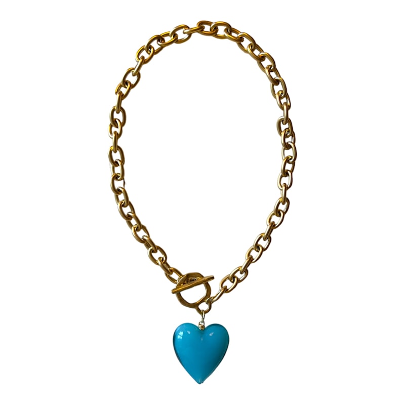 Thumbnail of Amore Heart Necklace - Aqua Blue image
