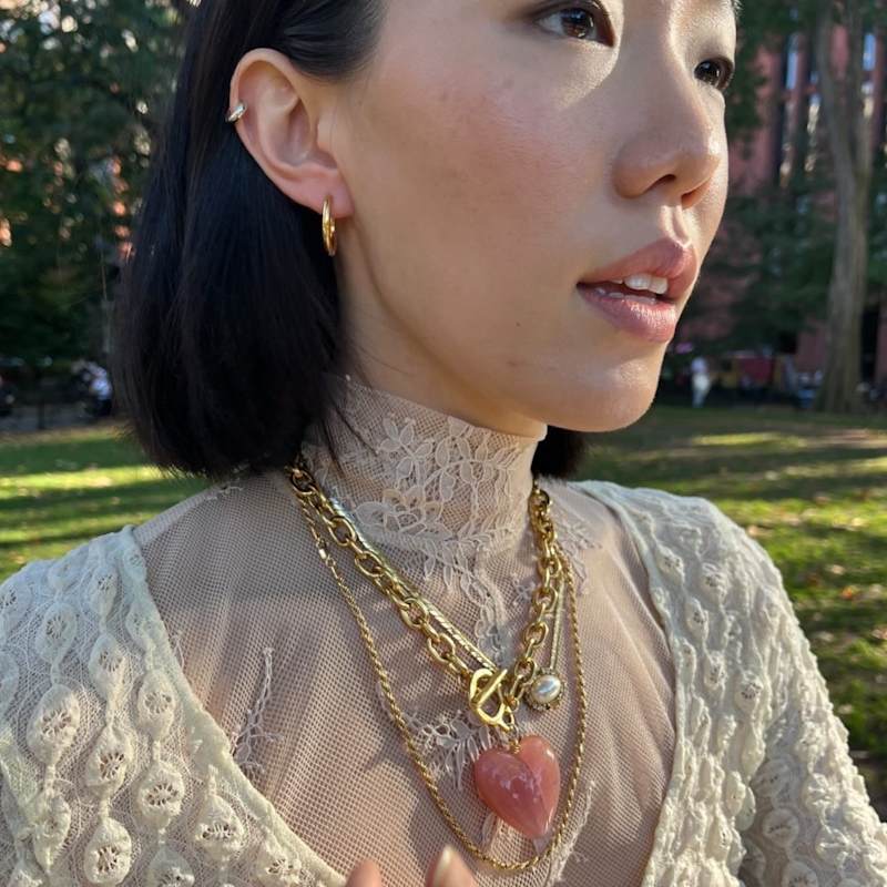 Thumbnail of Amore Heart Necklace - Peach Pink image