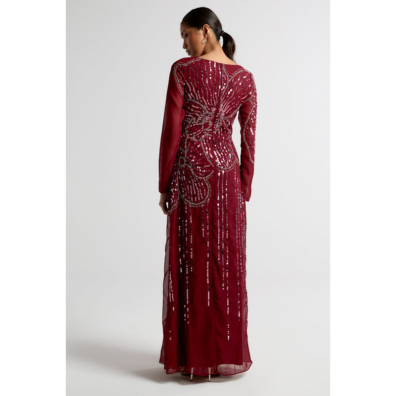 Thumbnail of Amorette Red Floral Embellished Maxi Dress image