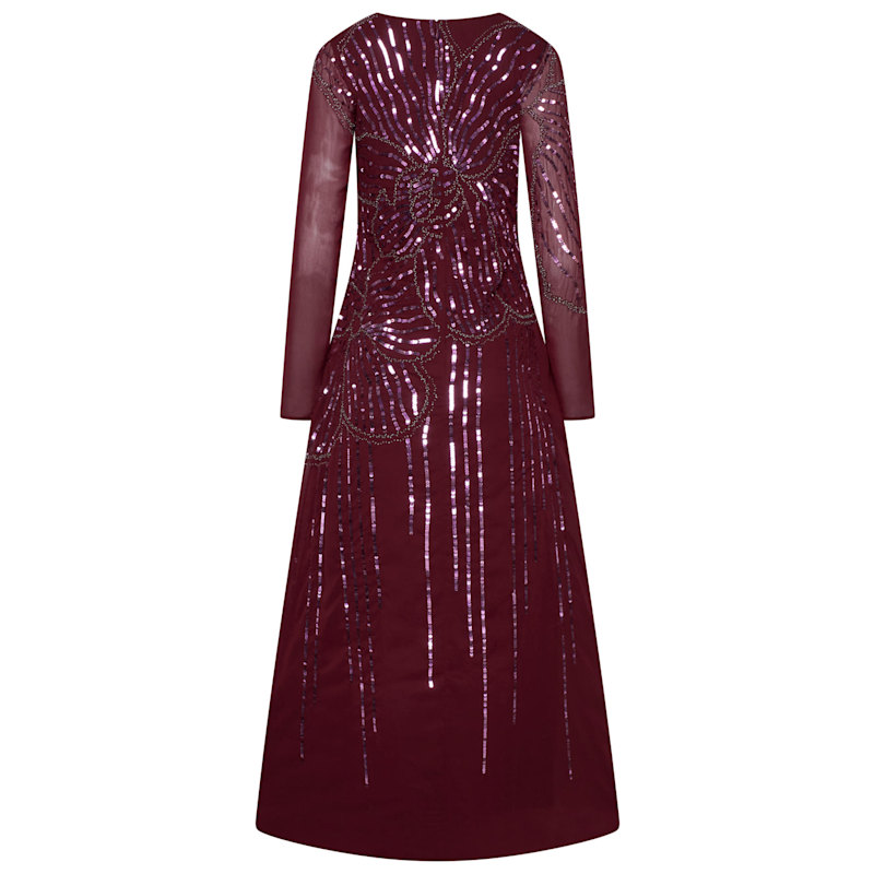 Thumbnail of Amorette Red Floral Embellished Maxi Dress image
