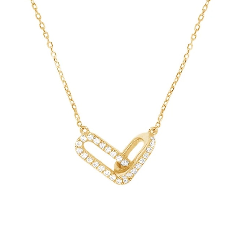 Thumbnail of Gold Pave Cable Double Linked Pendant Necklace image