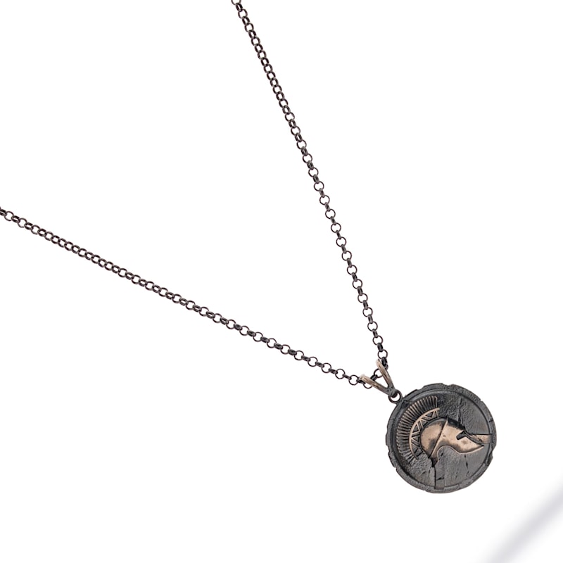 Thumbnail of Ancient Warrior Medallion Men’s Sterling Silver Necklace - Silver image