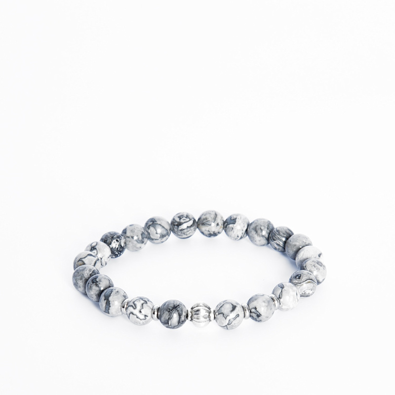 Thumbnail of Andraste Handmade Sterling Silver Bracelet With Round Picasso Jasper Stones image
