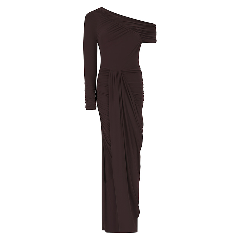 Anemone Midaxi Dress In Chocolate Fondant | Celestine & Mae | Wolf & Badger