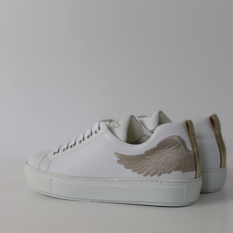 Thumbnail of Angel's Ease - Classic Trainer In White With Champagne Gold Wing image