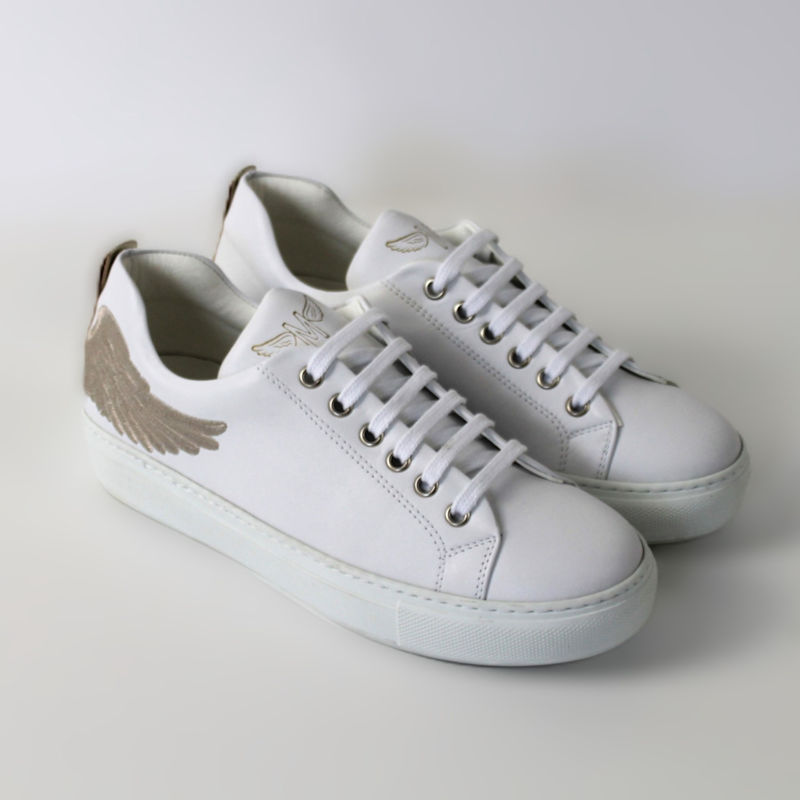 Thumbnail of Angel's Ease - Classic Trainer In White With Champagne Gold Wing image