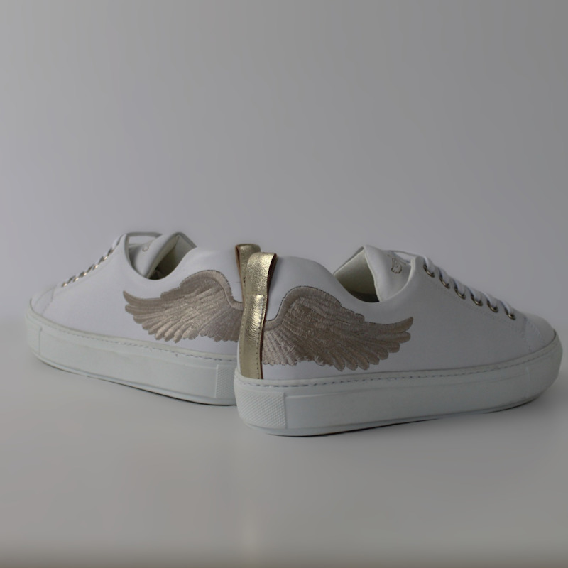 Thumbnail of Angel's Ease - Classic Trainer In White With Champagne Gold Wing image